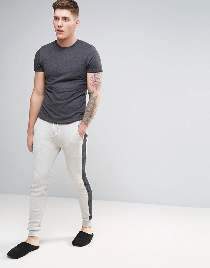 Asos Skinny Jogger In Waffle With Side Panel - Gray