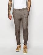 Asos Super Skinny Suit Trousers In Dogstooth In Brown - Brown