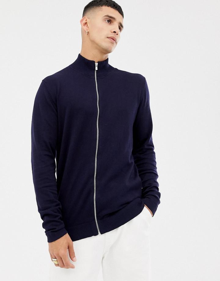 Jack & Jack Premium Knitted Zip Thru Cardigan - Blue