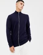 Jack & Jack Premium Knitted Zip Thru Cardigan - Blue