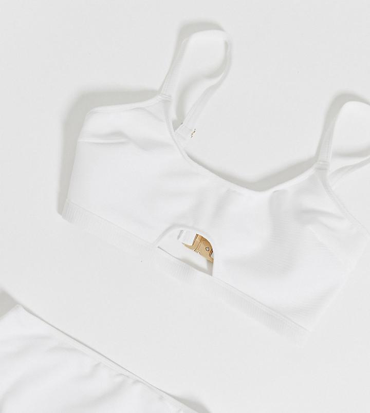 Wolf & Whistle Fuller Bust Cut Out Zip Crop Bikini Top In White