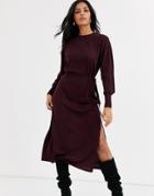 & Other Stories High Neck Knitted Midi Dress In Purple