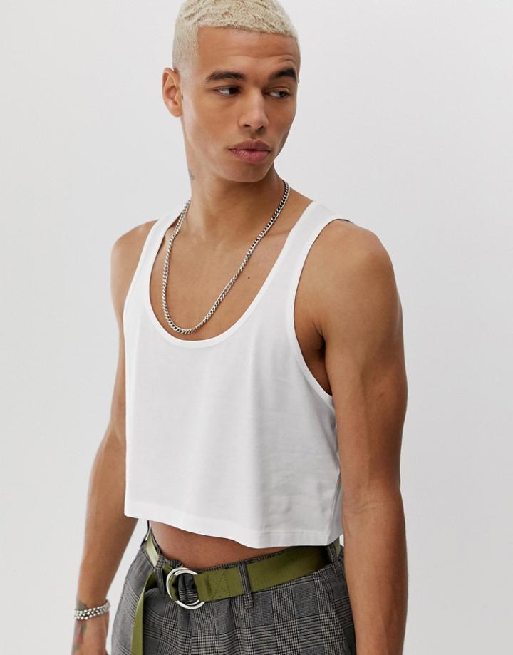 Asos Design Organic Cropped Tank In White