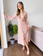 Asos Design Tie Back Maxi Tea Dress In 70s Geo Print-multi