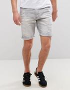 Threadbare Ripped Denim Shorts - Gray