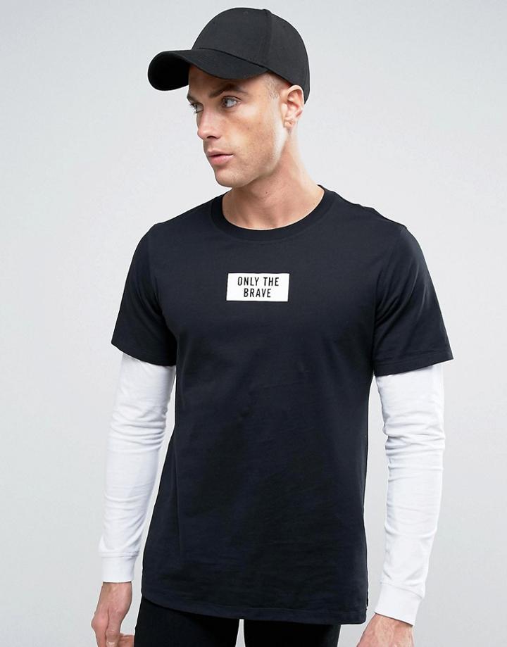 Diesel T-shoot Only The Brave Long Sleeve Layer Top - Gray