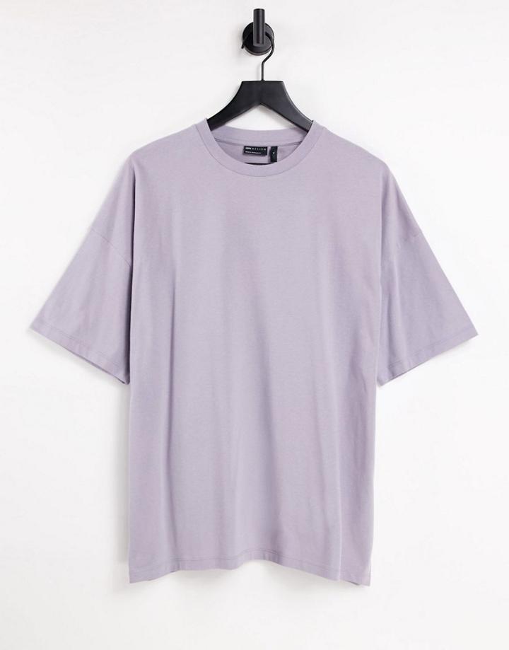 Asos Design Organic Blend Oversized T-shirt With Crew Neck In Washed Purple