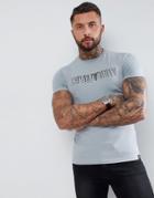 Emporio Armani Slim Fit Crew Neck Repeated Logo T-shirt In Gray - Gray