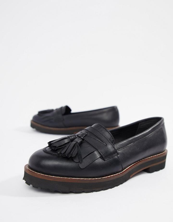 Asos Design Maxfield Leather Fringed Loafers-black