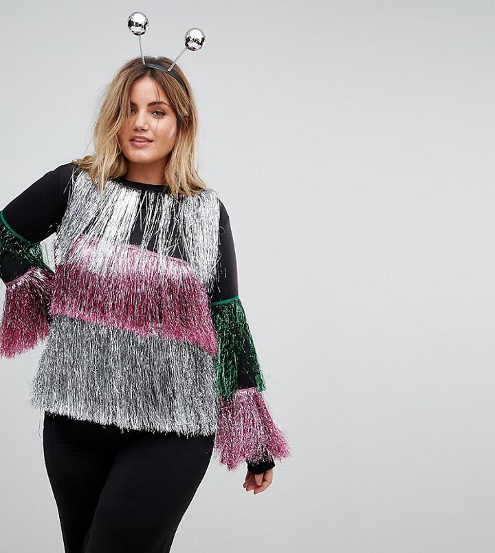 Club L Plus Tinsel Holidays Sweater - Multi