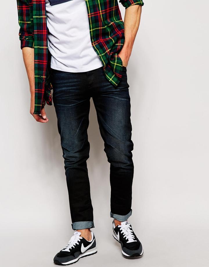 Asos Skinny Jeans In Dark Wash - Dark Blue
