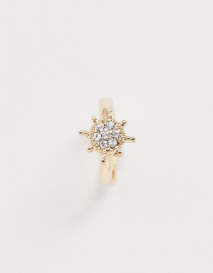 Asos Design Single Hoop Earring With Swarovski Crystal Star In Gold Tone - Gold