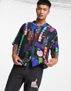Pull & Bear Shirt With Neon Casino Print In Black