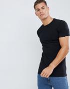 Asos Design Longline Muscle Fit Crew Neck T-shirt With Stretch In Black - Black