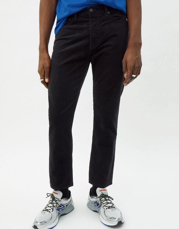 Weekday Vacant Cropped Cord Pants In Black-brown