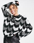 In The Style X Lorna Luxe Chevron Oversized Sweater In Black Multi