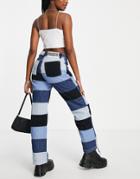 The Ragged Priest Relaxed Jeans In Patchwork Denim & Cord-multi