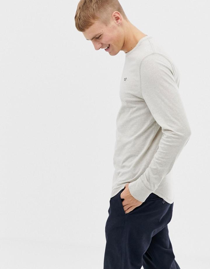 Hollister Icon Logo Long Sleeve Top In Oatmeal - Gray
