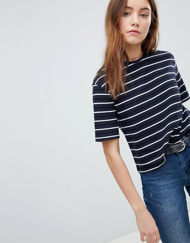 Jdy Cropped Striped Jersey Tee - Multi
