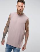 Asos Oversized Tank In Crepe Fabric In Dusky Pink - Pink