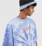 Crooked Tongues Oversized Washed Tie Dye T-shirt With Logo Print - Multi