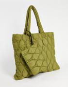 Asos 4505 Gym Bag In Quilted Fabric With Inner Wallet-green