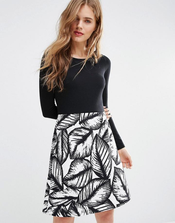 Traffic People The Way We Were Double Take Dress In Mono Floral - Blac