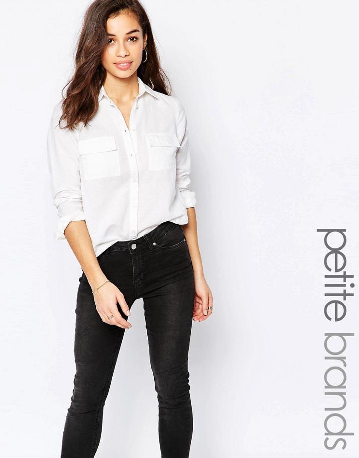 New Look Petite Side Split Shirt - White