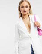 Unique21 Tailored Single Button Blazer In Ivory-white