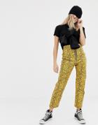 The Ragged Priest Faux Leather Snakeskin Pants - Yellow