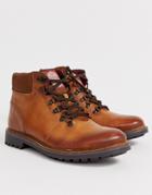 Base London Fawn Lace Up Hiker Boots In Brown