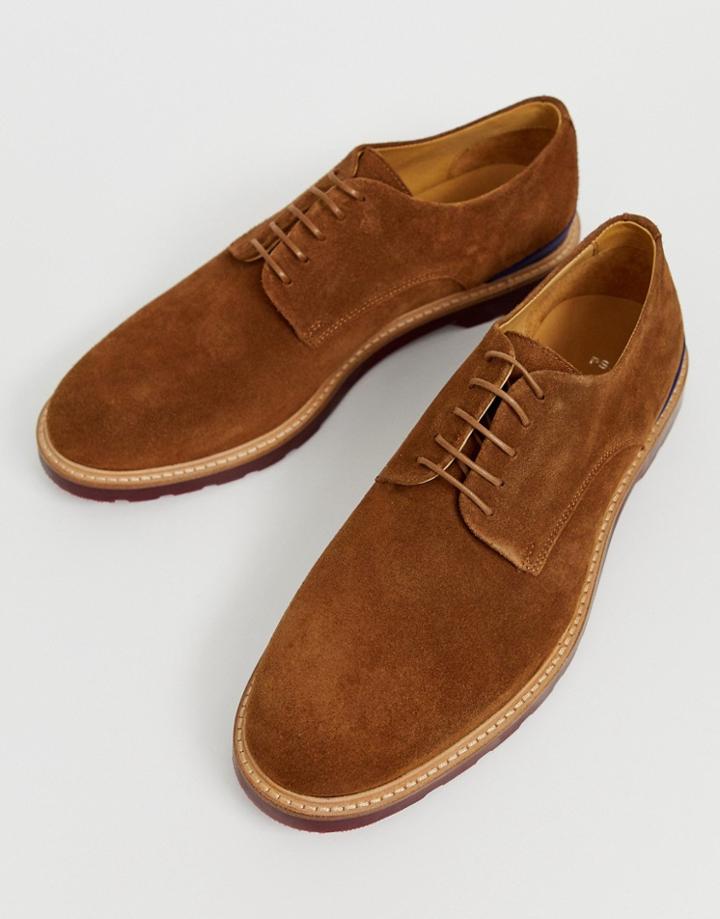 Ps Paul Smith Doogie Derby Suede Shoes In Tan