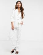 Mango Two-piece Linen Pants In White