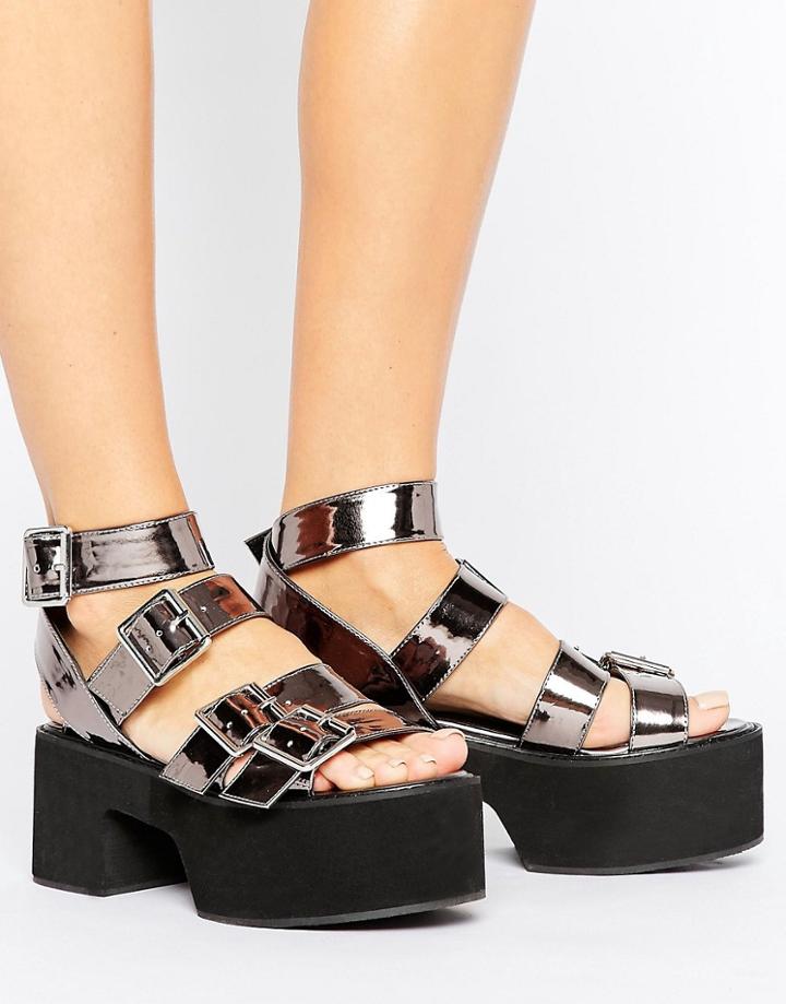 Asos Toronto Chunky Buckle Sandals - Silver