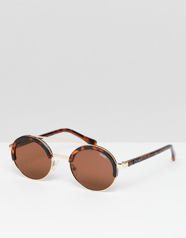 Quay Australia Come Around Round Sunglasses In Tort - Brown