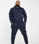 Threadbare Plus Overhead Hoodie & Sweatpants Tracksuit Set In Navy