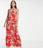 Parisian Tall Maxi Dress In Red Floral Print