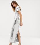 Warehouse X Ashish Sequin Maxi Skirt In Silver - Silver