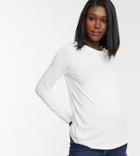 Asos Design Maternity Ultimate Slim Fit T-shirt With Long Sleeves In Organic Cotton In White
