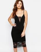 New Look Lace Trim Bodycon Dress - Black