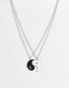 Designb London Yin-yang Double Pendant Necklace In Silver