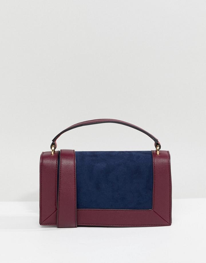 Asos Design Contrast Outer Edge Panel Cross Body Bag - Navy