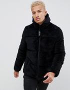 Night Addict Borg Puffer Jacket - Black