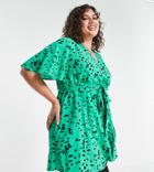 Yours Wrap Top In Green Pattern