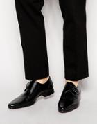Asos Monk Shoes In Black Leather - Black