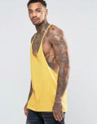 Asos Tank With Raw Edge Extreme Racer Back In Yellow - Yellow
