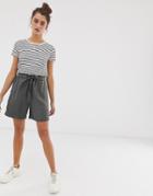 Only Tie Waist Utility Short-gray