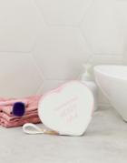Monki Heart Shape Pouch In White With Pink Slogan - White
