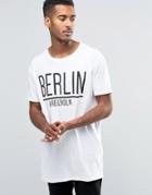Brave Soul Long Line Berlin T-shirt - White