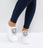 Asos Dotty Wide Fit Embellished Sneakers - White